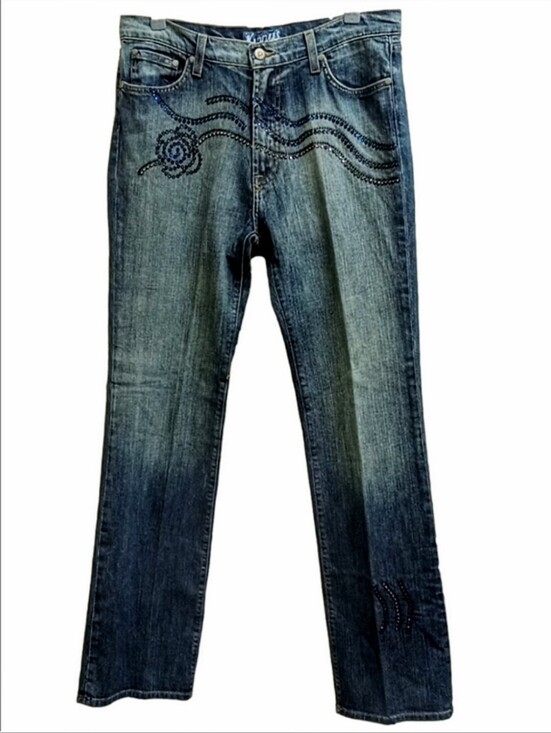 Kippys Denim - 🩵✨KIPPYS SWAROVSKI CRYSTALS ROSE EMBELLISHED WIDE LEG BOOT CUT WOMEN'S JEANS✨